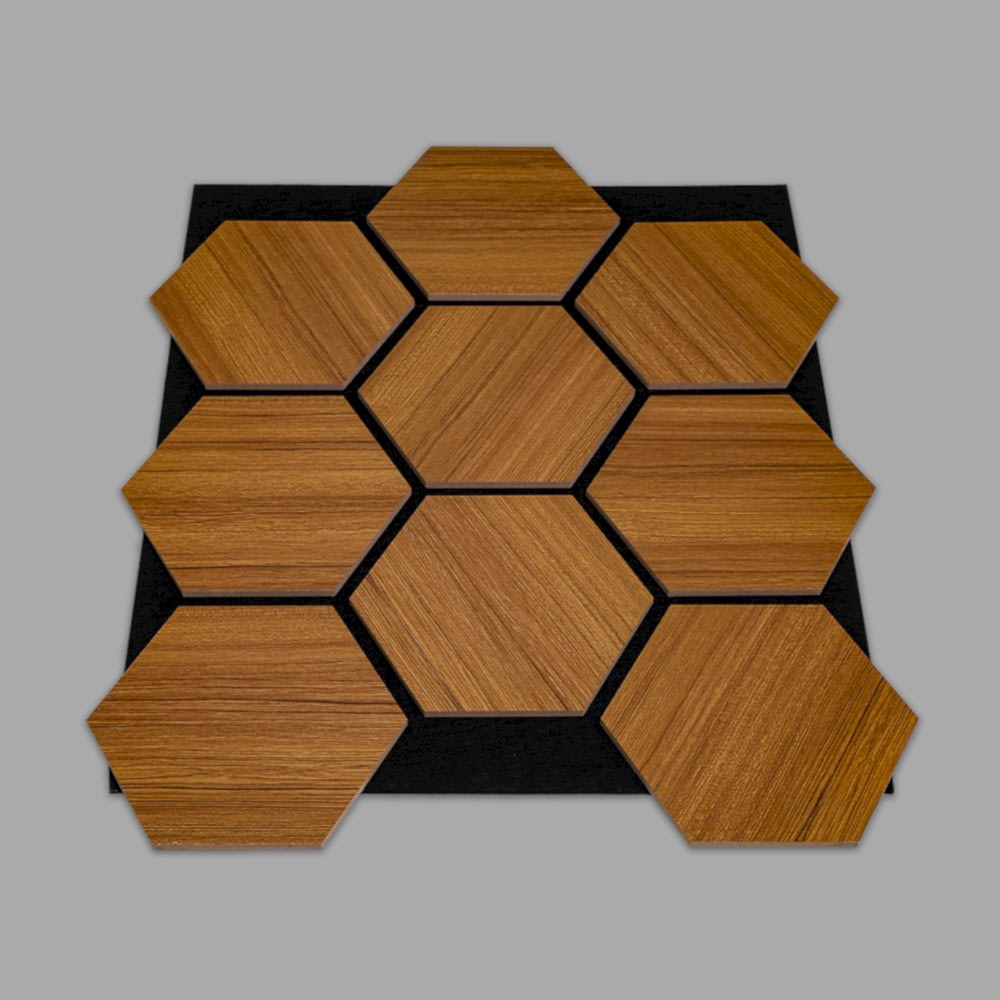 TEAK HEXAGON AKUSTİK DUVAR PANELİ 